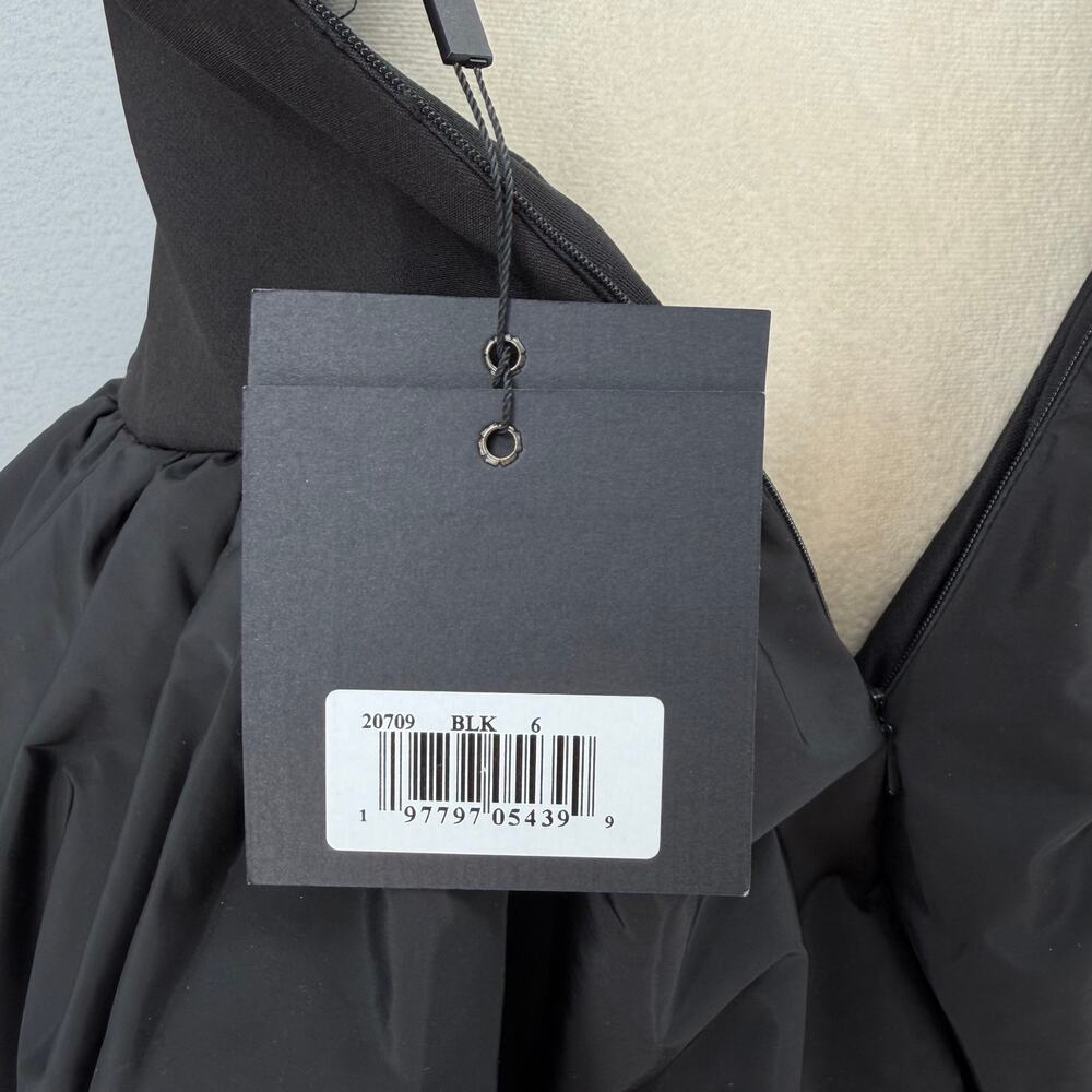 Mac Duggal NEW Black Sleeveless Crepe Bubble Skirt Formal Party Mini Dress - Picture 8 of 11